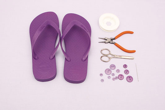 diy flip flop ideas sandals ideas purple rubber decorating buttons