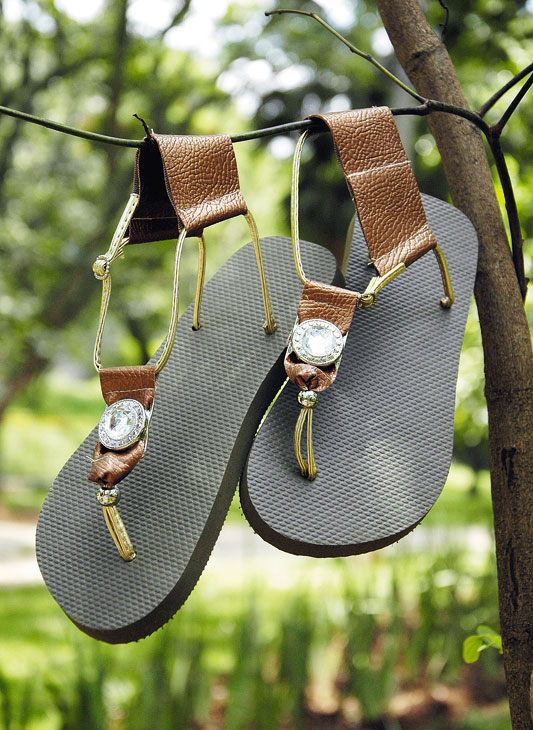 homemade summer sandals brown leather golden straps